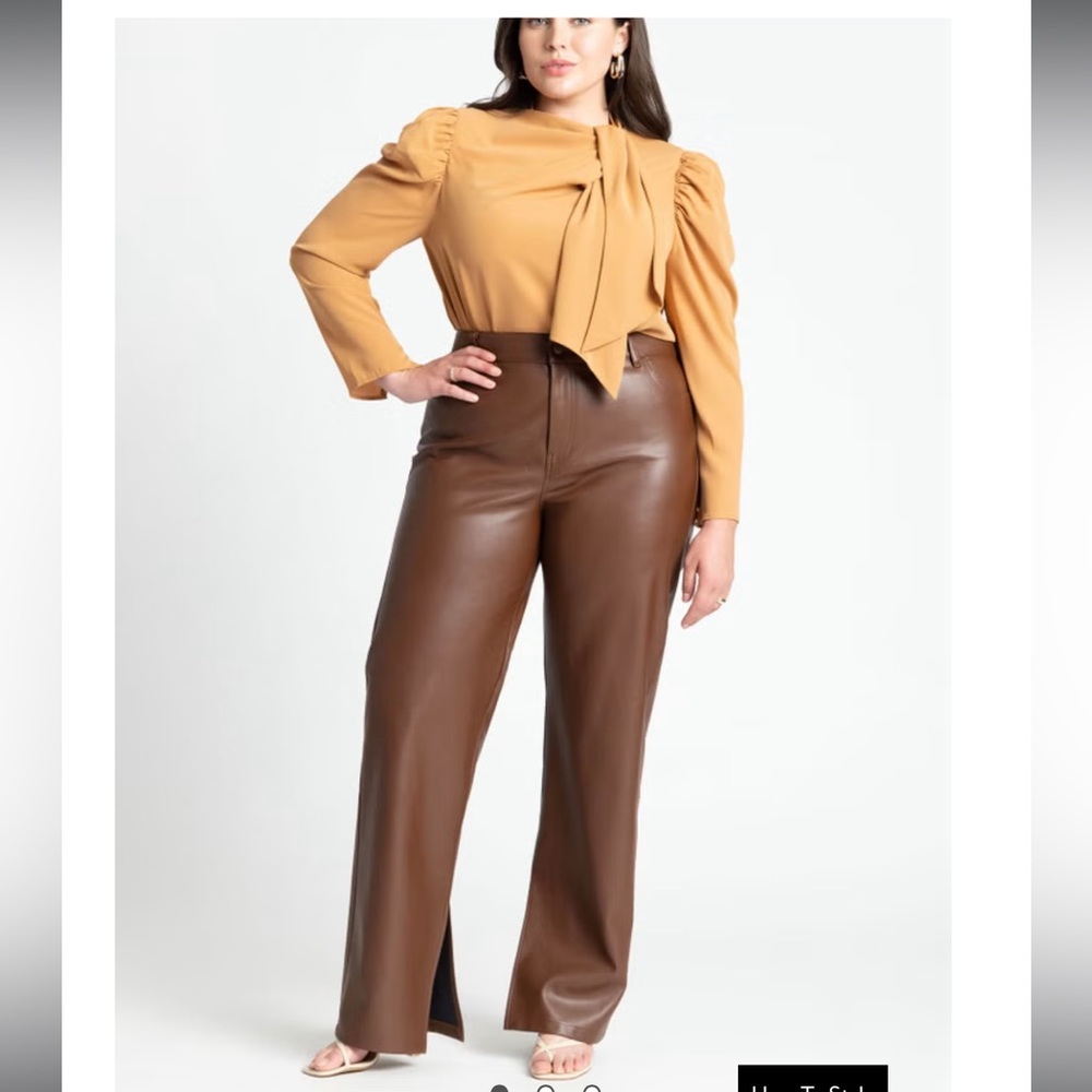 Eloquii Slit Hem Vegan Leather Pants